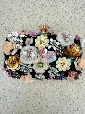 Women’s Flower Evening Clutch | Chain Strap Shoulder Bag